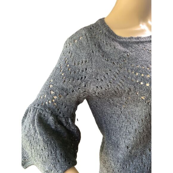 LC Lauren Conrad Gray Knitted Pattern Crew Neck Long Sleeve Sweater Size Small - Picture 4 of 12